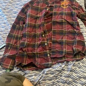 Men's Plaid Shirt - Burgundy and Navy